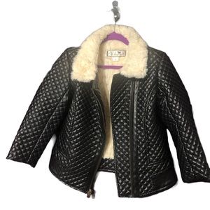 Widgeon Quilted Black Fur Moto Jacket for Kids